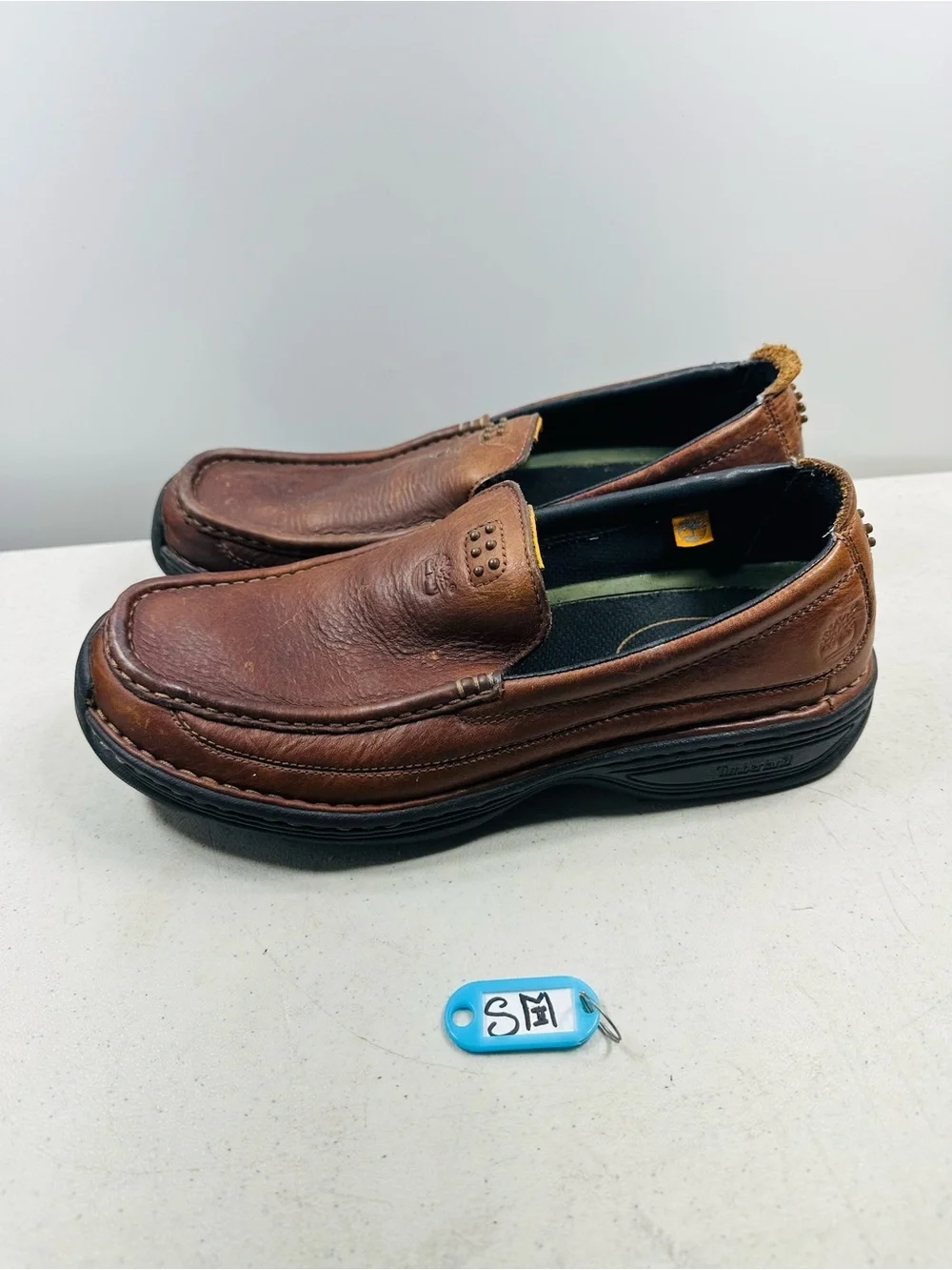 Timberland Pebbled Leather Slip On Loafer Shoe Mens Size 9,5 Brown